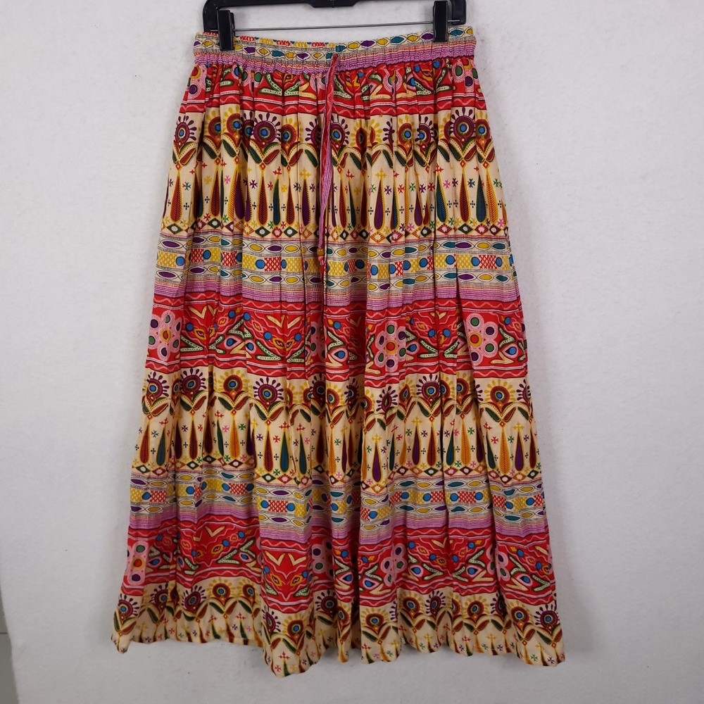 Gypsie Blu Maxi Skirt Womens Small Multi Color Boho Print Viscose Festival Flowy
